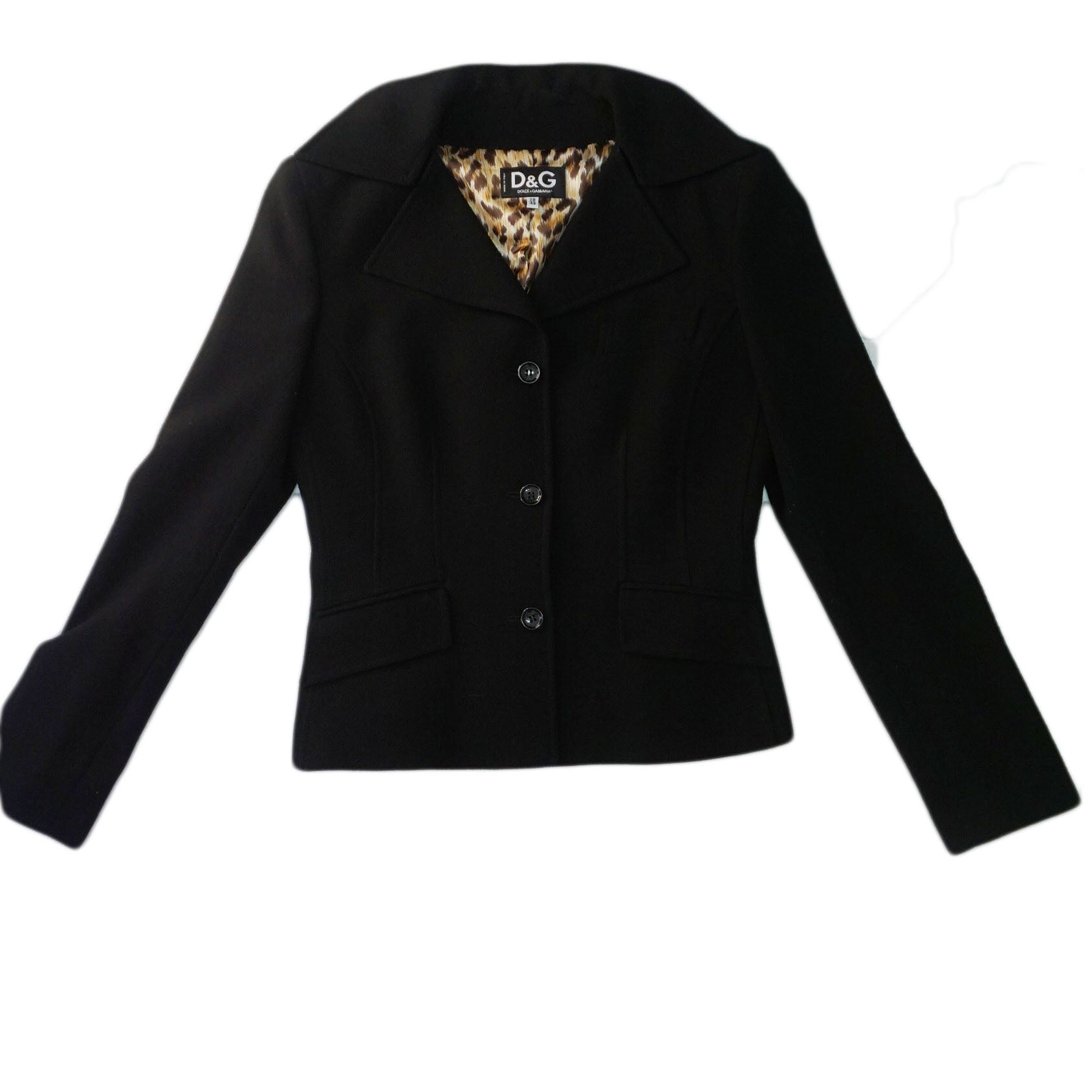 D&G - Traje chaqueta negra leopardo interior