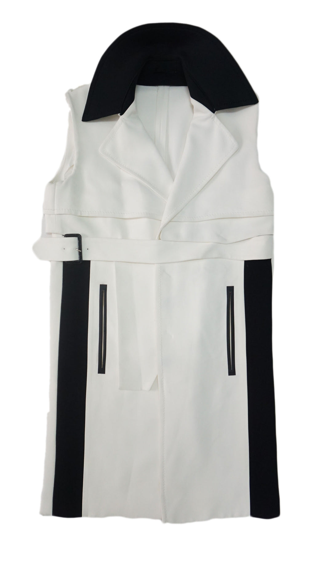 Costume National - Vestido sin mangas en blanco con cuello neopremo