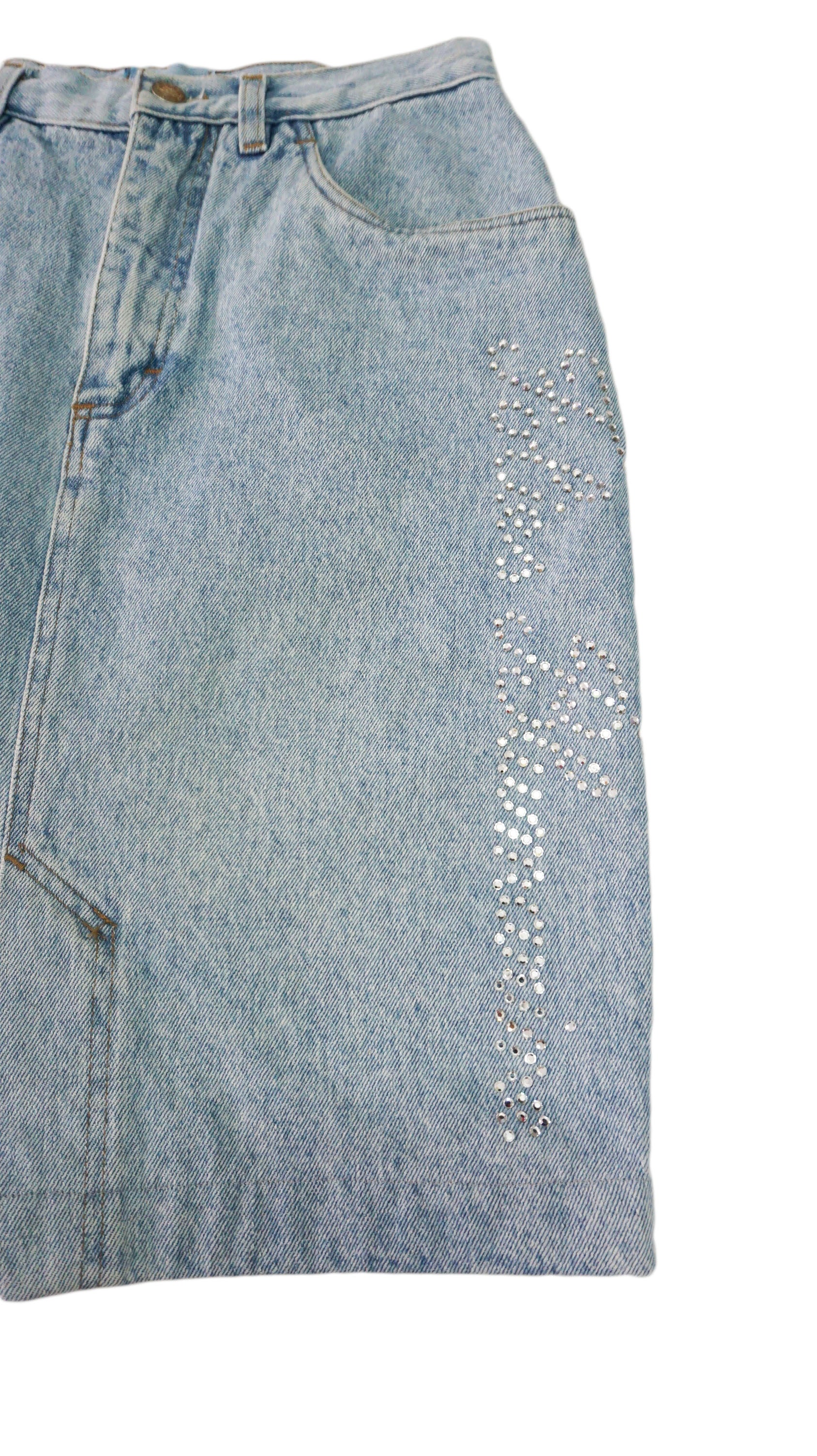 Blumarine - Denim Falda con diamantes de imitación