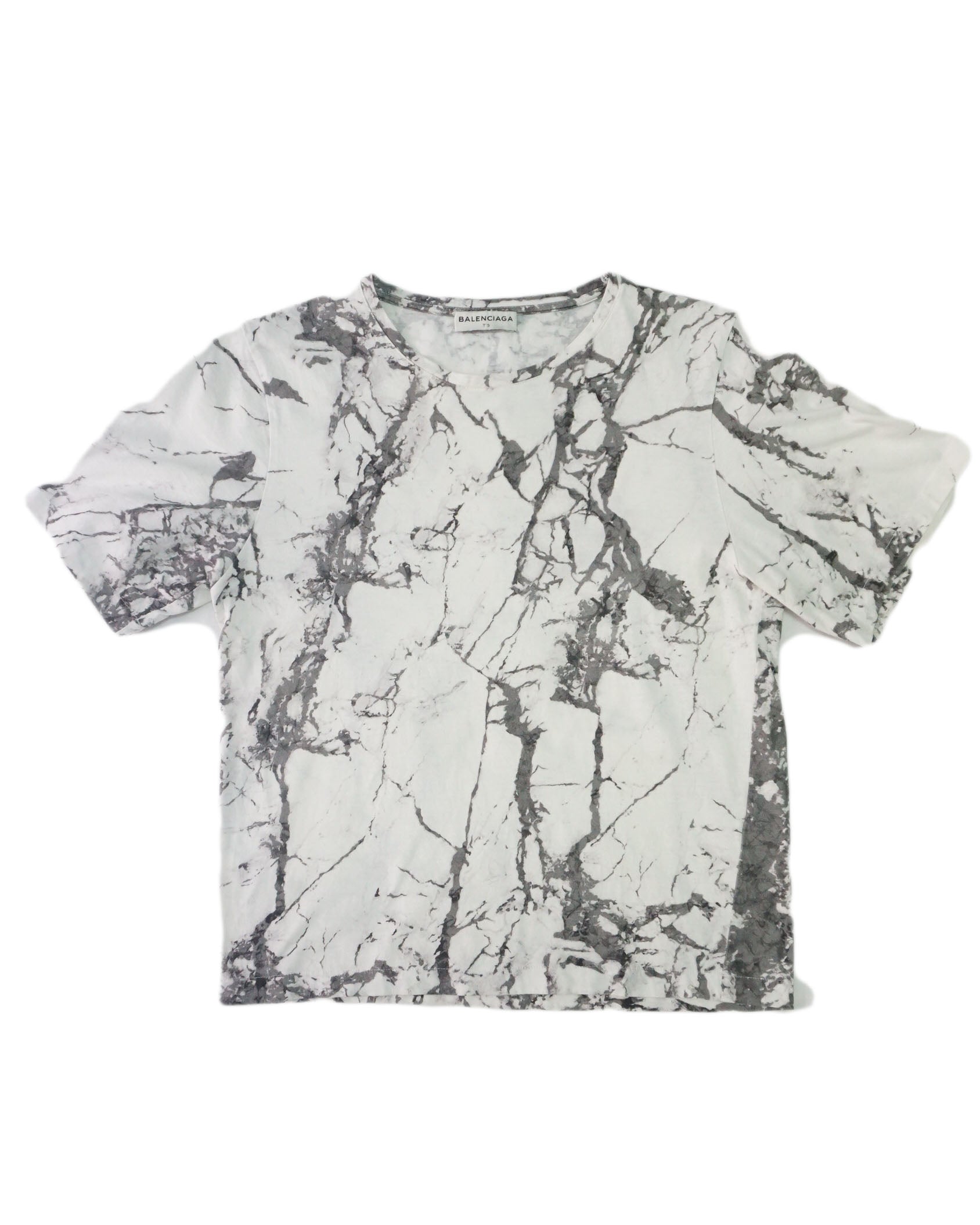 Balenciaga - Camiseta  en blanco y negro dibujo mármol