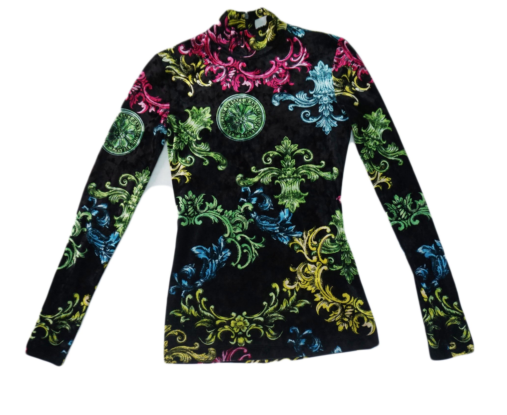 Versace Jeans - Camiseta manga larga terciopelo con colores vivos