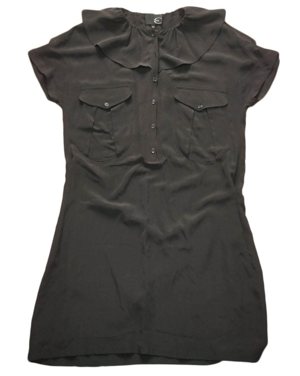 Just Cavalli - Vestido gasa negro manga corta