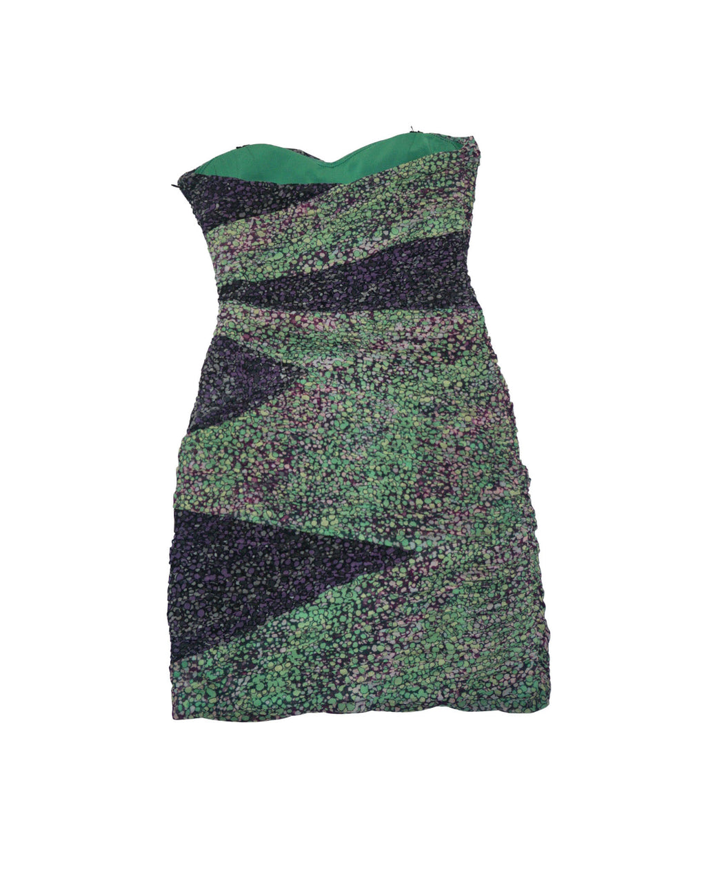 BCBG - Vestido verde palabra de honor flores