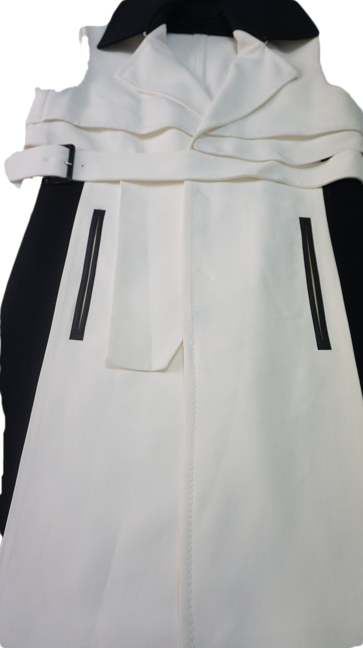 Costume National - Vestido sin mangas en blanco con cuello neopremo
