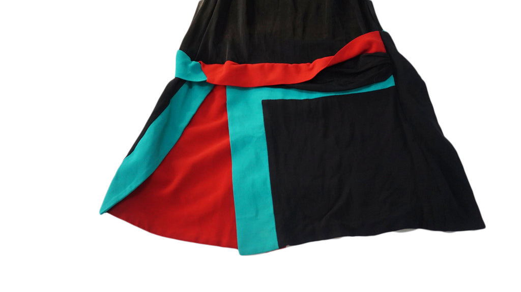 Balenciaga - Vestido tirantes negro, turquesa y rojo