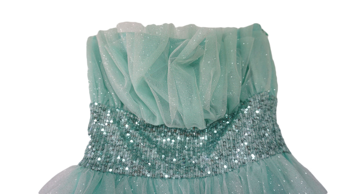 AniyeBy - Vestido verde con palabra de honor y cintura de lentejuela