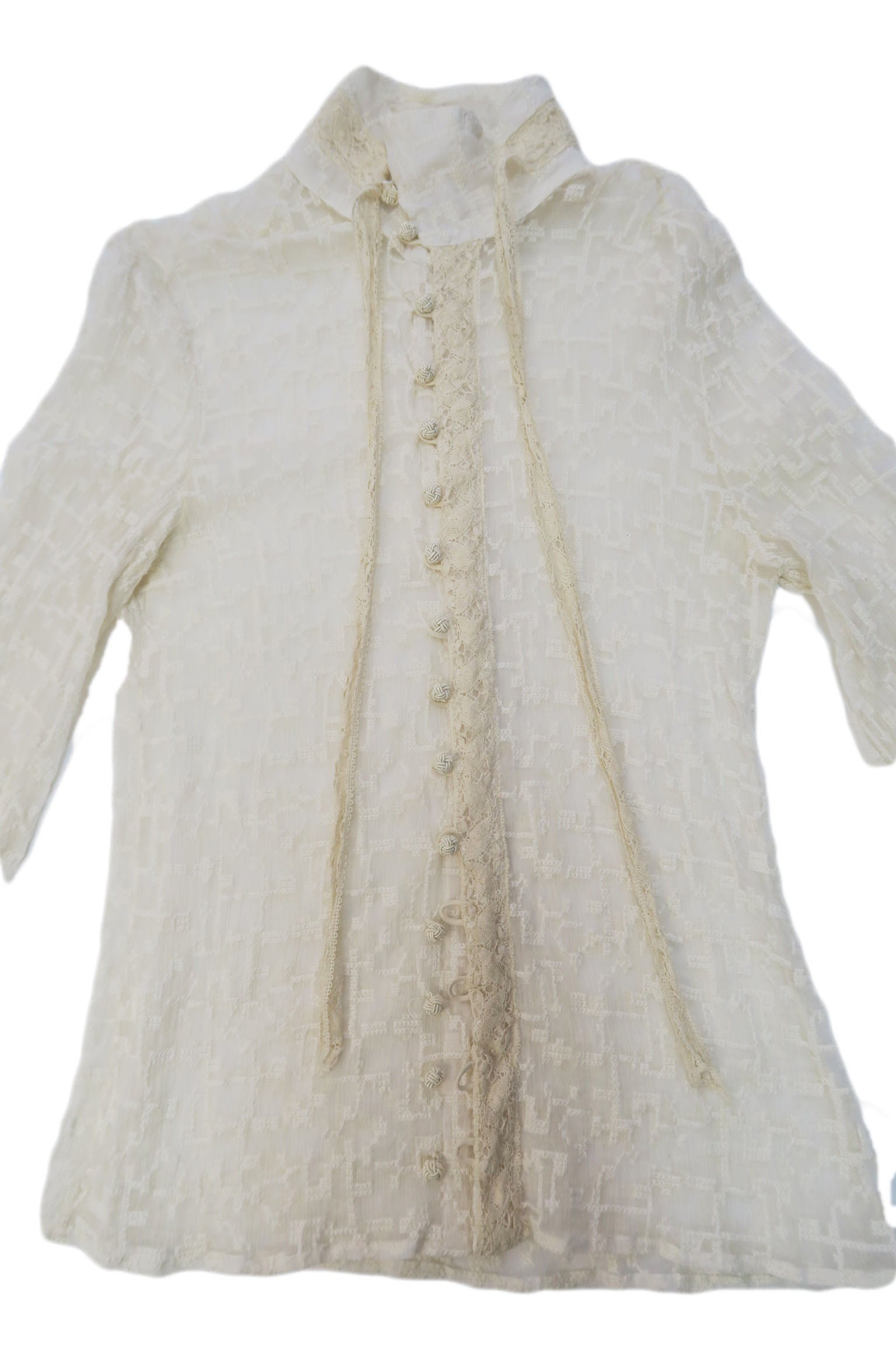 Palomo Spain - Camisa color crema lazo cuello
