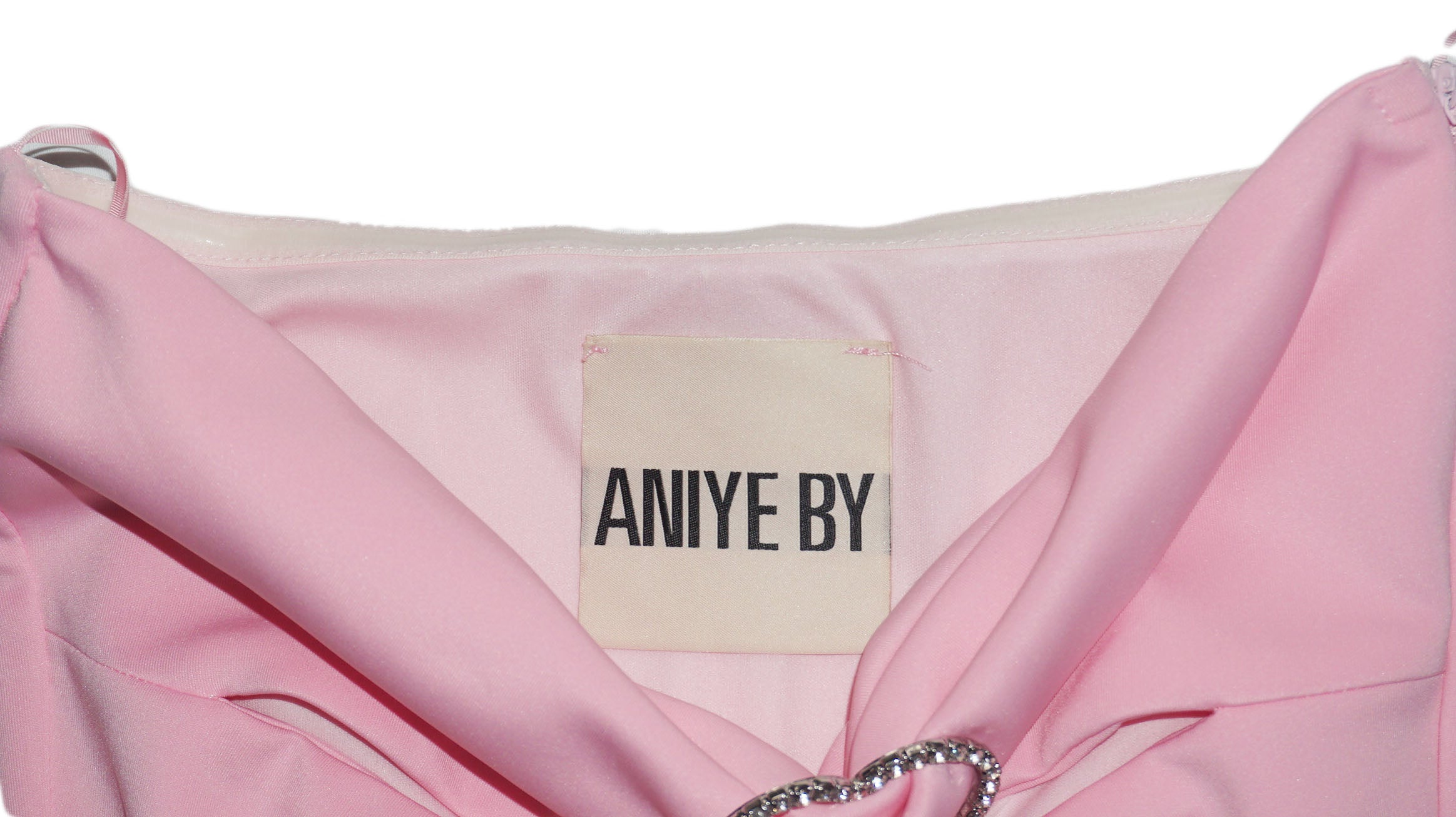 Aniye By - Vestido rosa con abertura y corazones en brillo