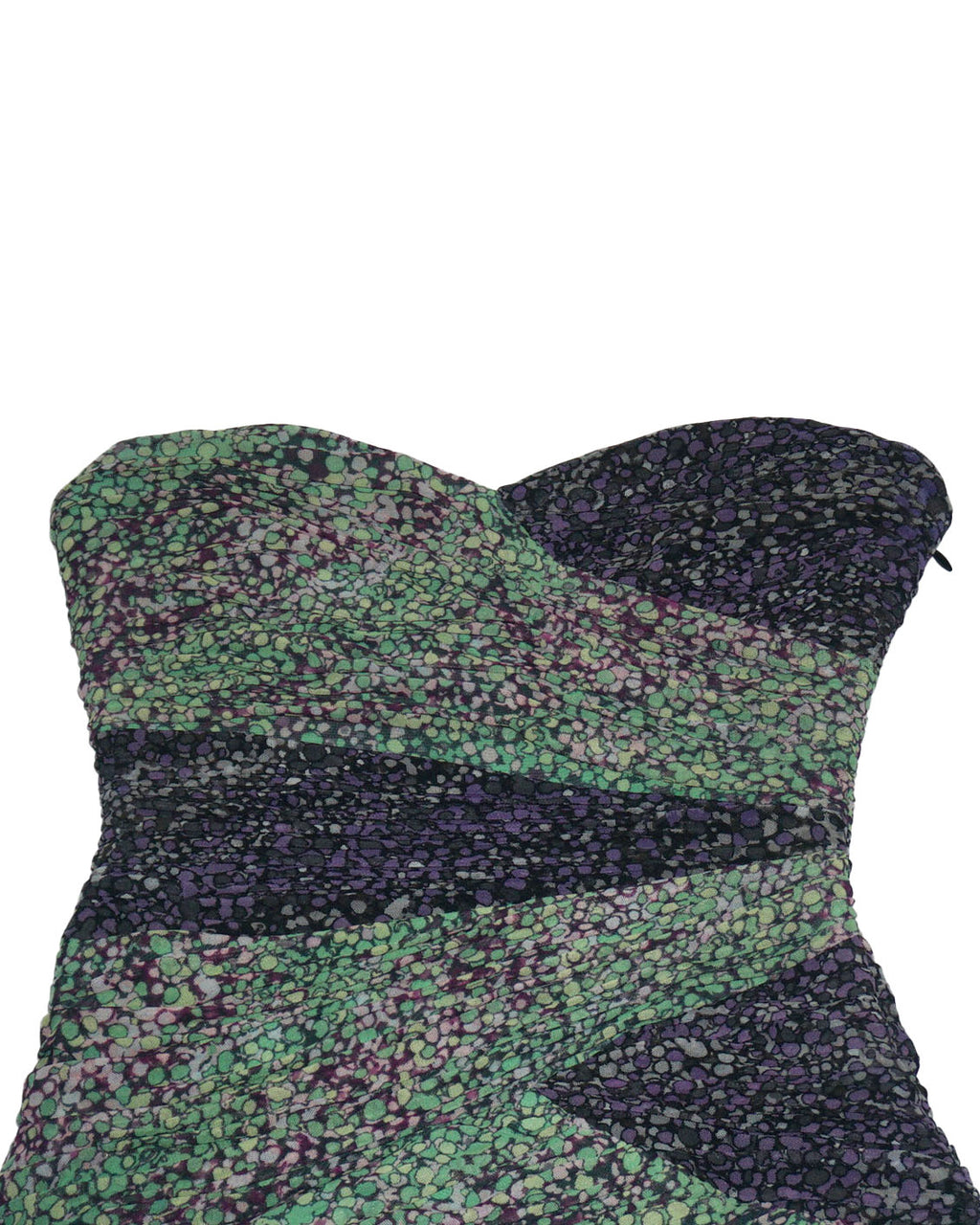 BCBG - Vestido verde palabra de honor flores