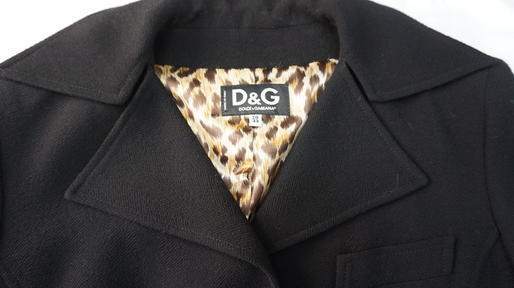 D&G - Traje chaqueta negra leopardo interior