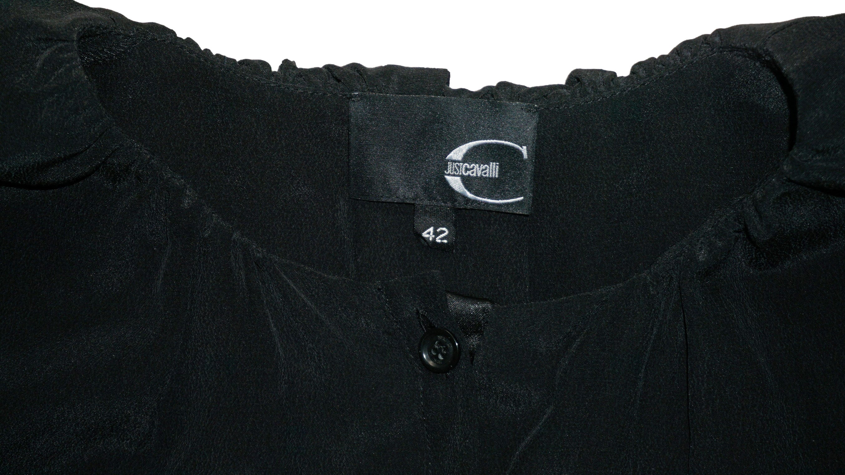 Just Cavalli - Vestido gasa negro manga corta