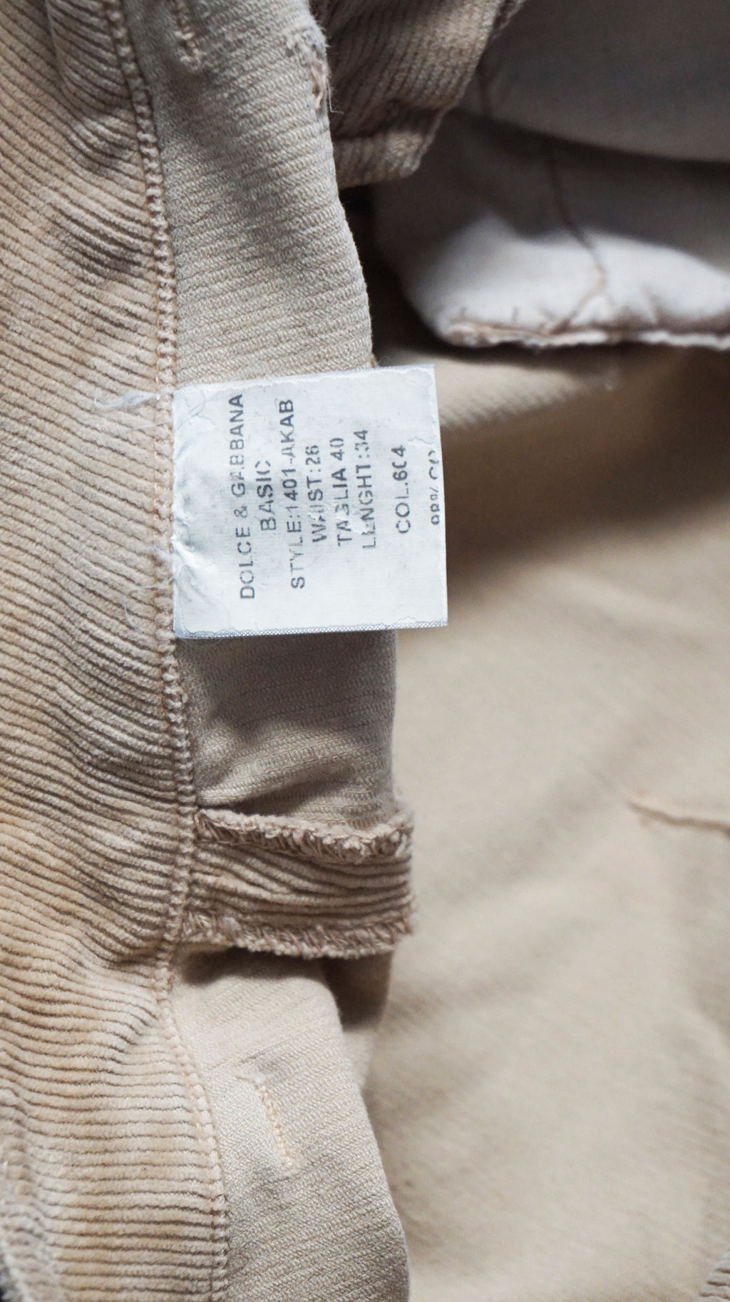 D&G - Pantalon Pana beige