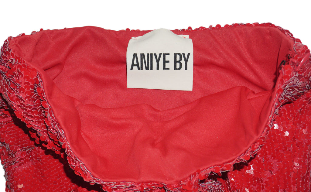 AniyeBy - Vestido lentejuelas rojo palabra de honor