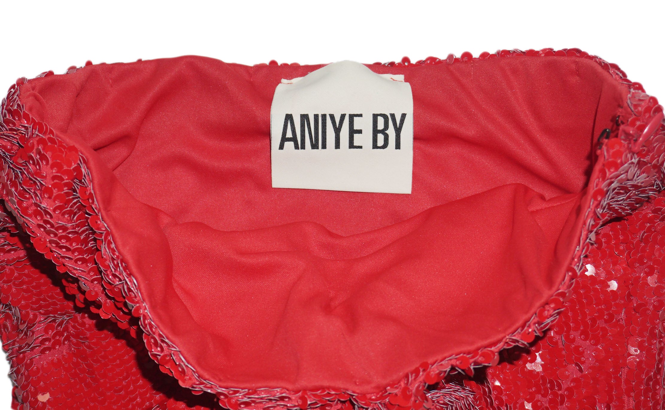 AniyeBy - Vestido lentejuelas rojo palabra de honor