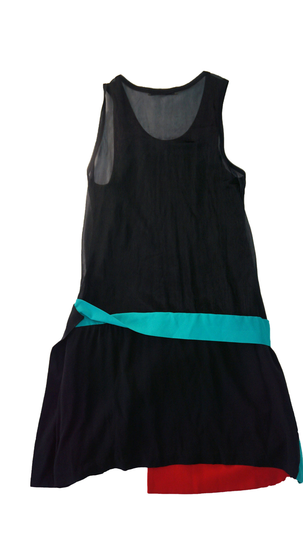 Balenciaga - Vestido tirantes negro, turquesa y rojo