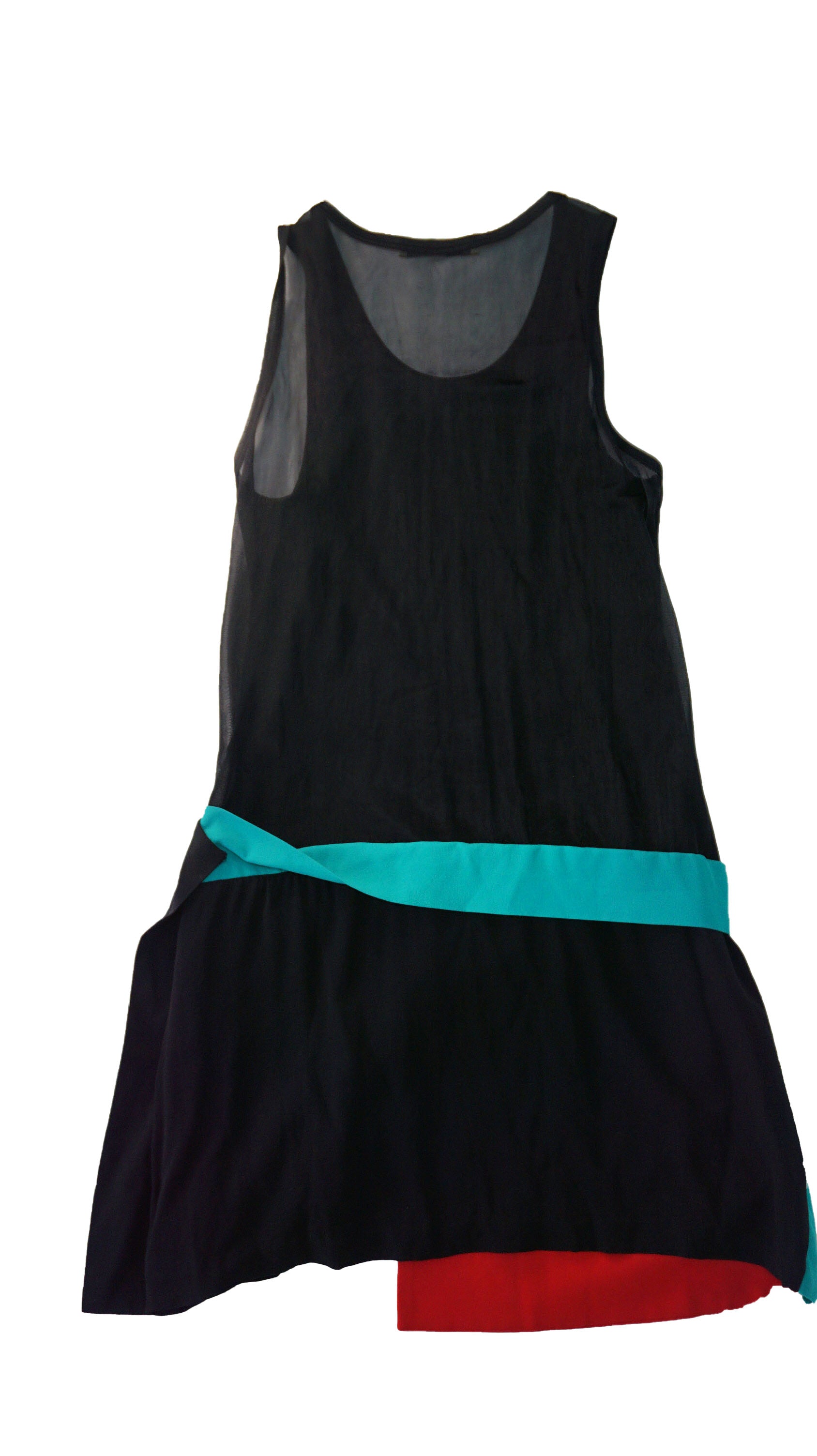 Balenciaga - Vestido tirantes negro, turquesa y rojo