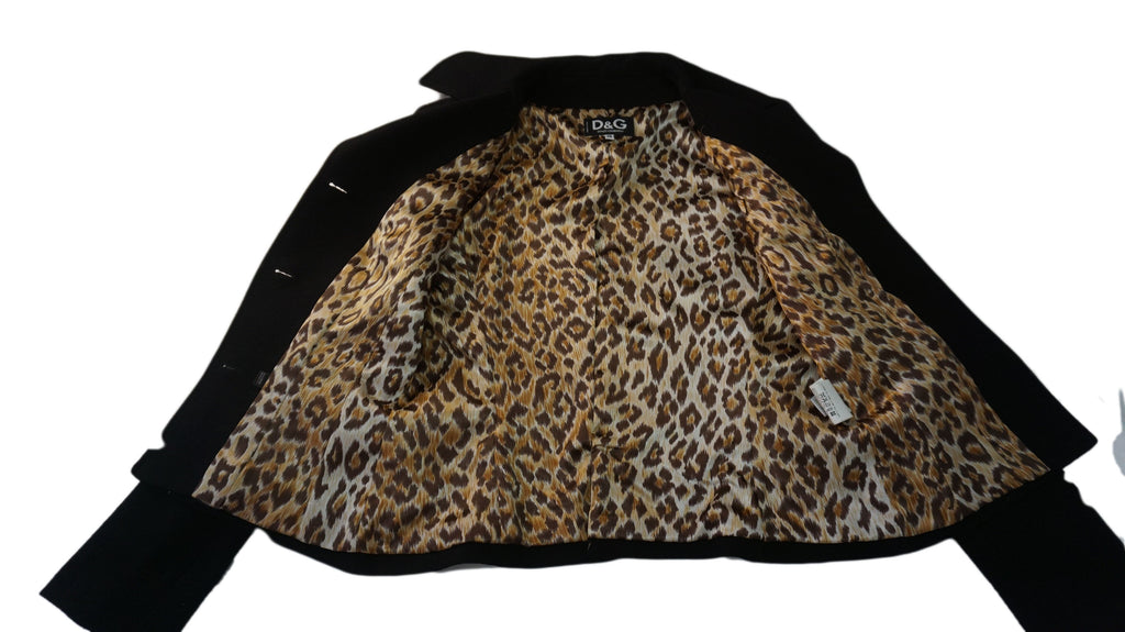 D&G - Traje chaqueta negra leopardo interior