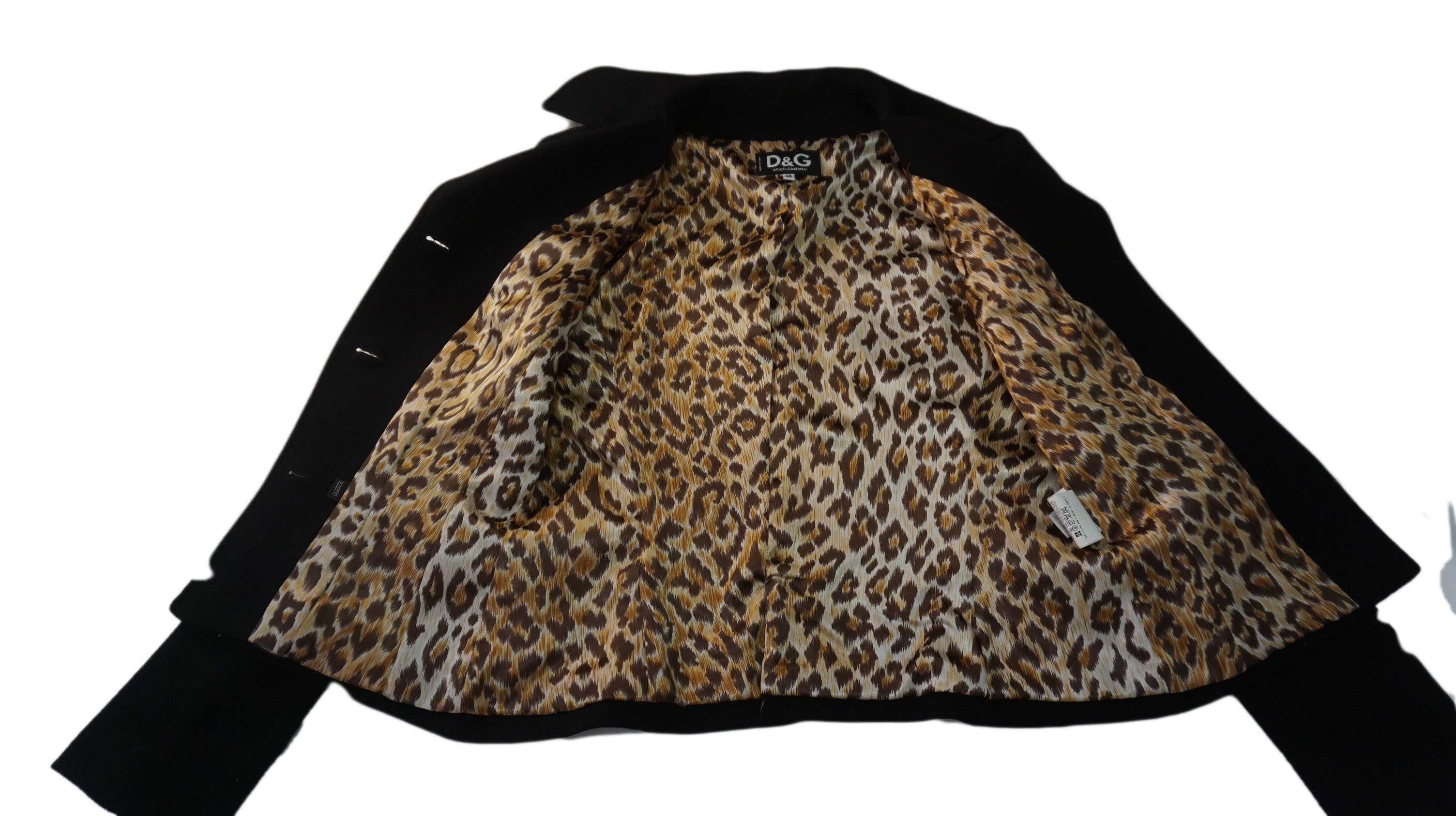 D&G - Traje chaqueta negra leopardo interior