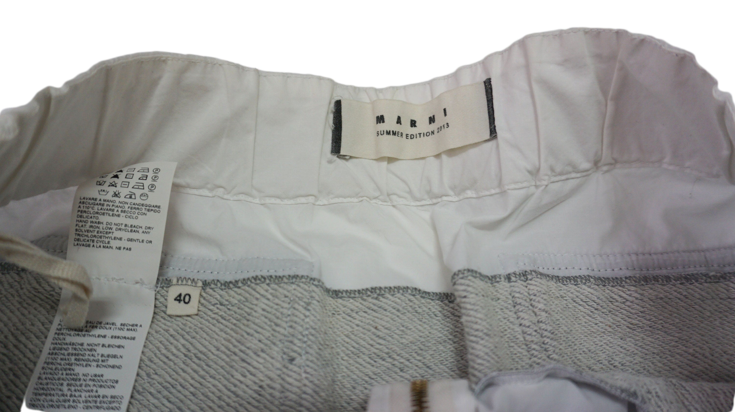 Marni - Pantalon gris y blanco Jogger capri