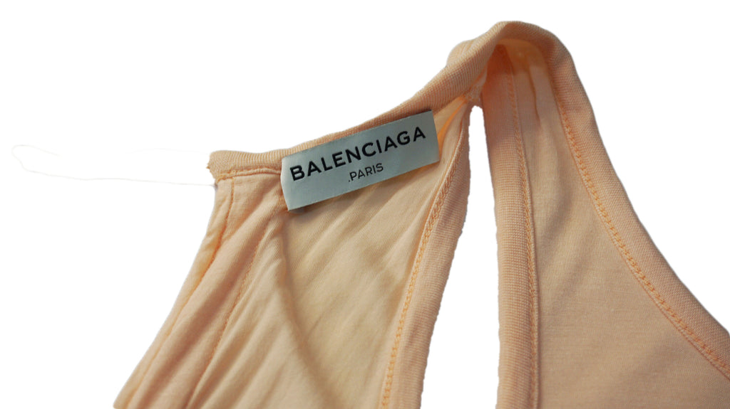 Balenciaga - camiseta salmon de tirantes y lazada de raso
