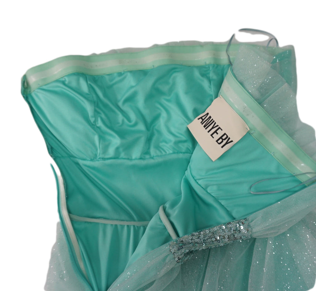 AniyeBy - Vestido verde con palabra de honor y cintura de lentejuela