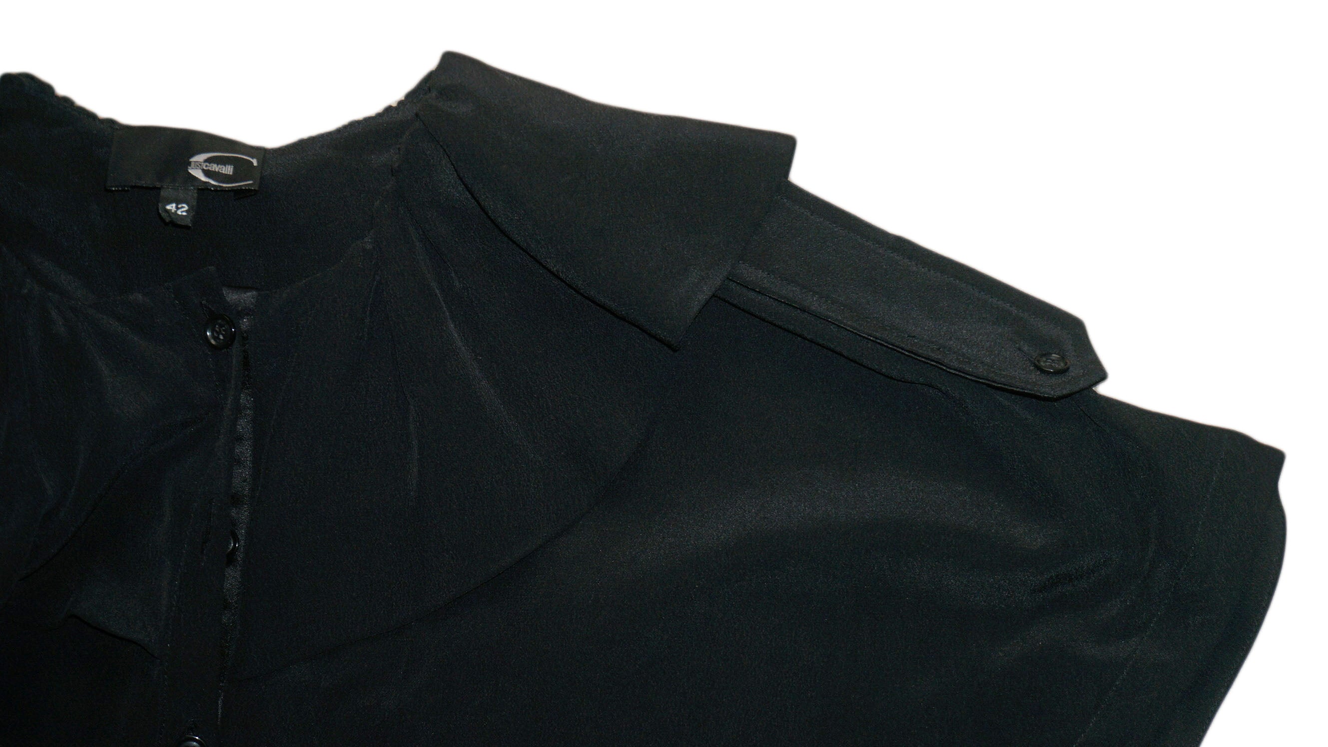 Just Cavalli - Vestido gasa negro manga corta