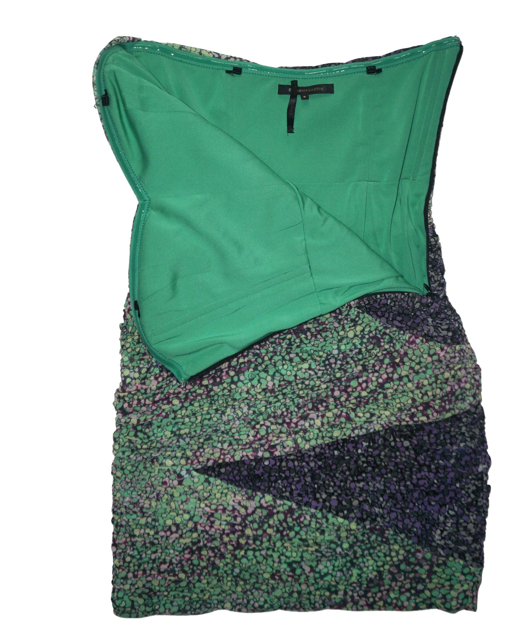 BCBG - Vestido verde palabra de honor flores