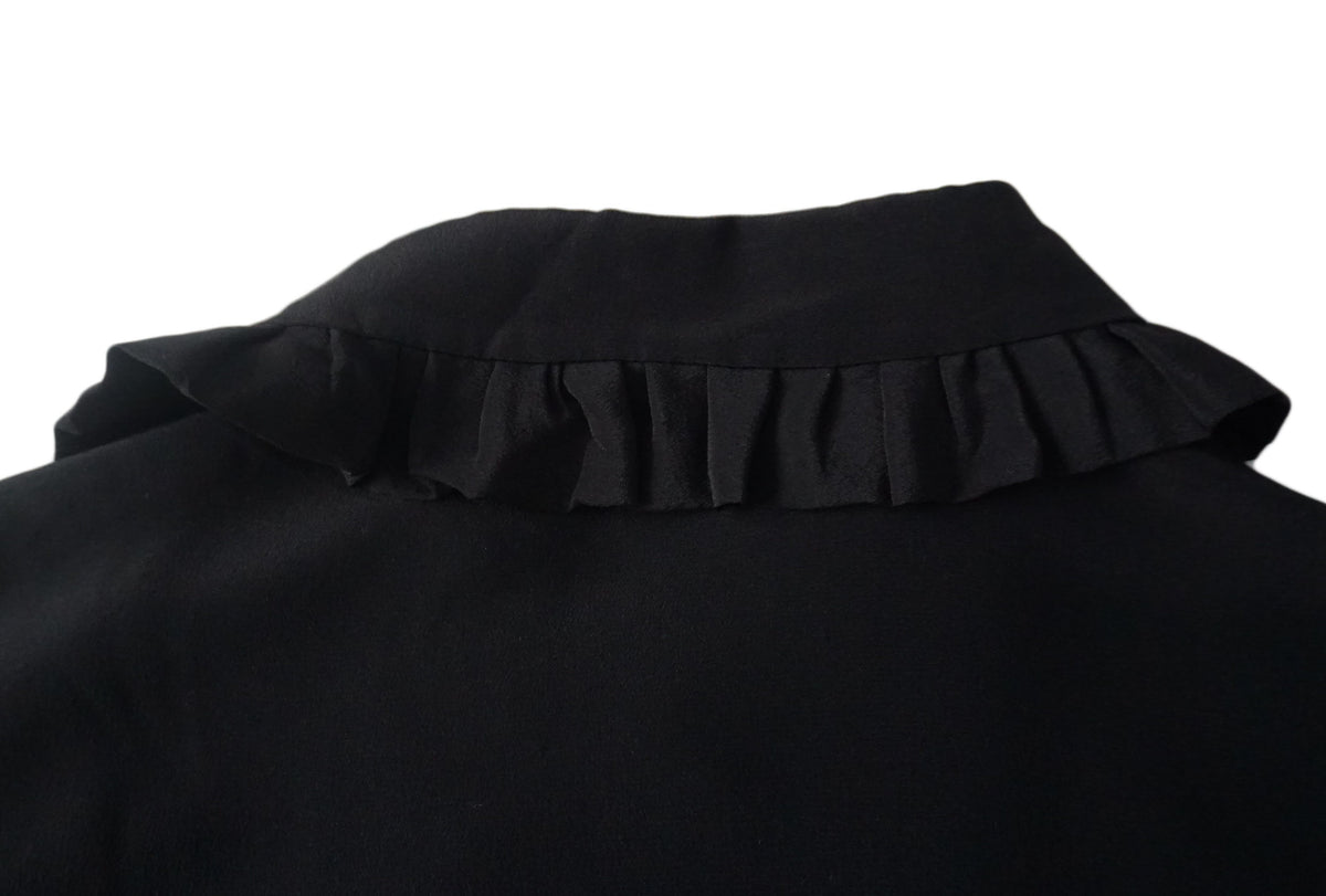 miu miu  - Blusa negra con cuello ondulad
