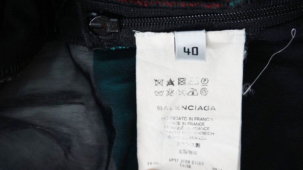 Balenciaga - Vestido tirantes negro, turquesa y rojo