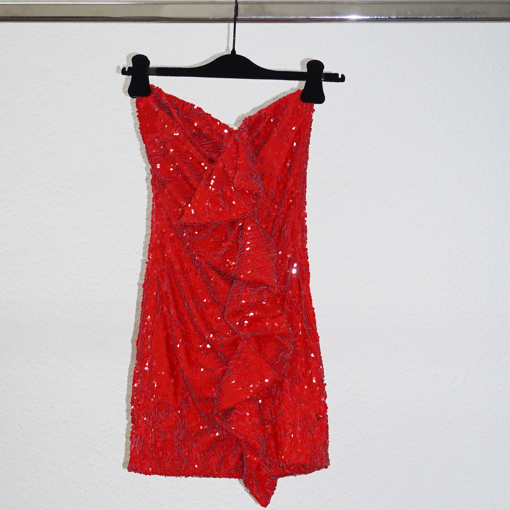 AniyeBy - Vestido lentejuelas rojo palabra de honor