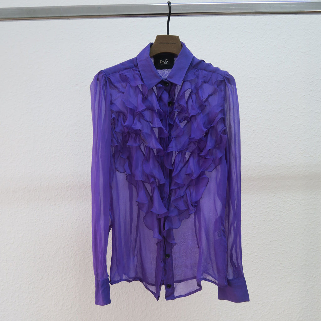 D&G - Blusa morada con volantes de gasa