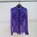 D&G - Blusa morada con volantes de gasa