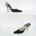 Gianni Versace salones abierto negro con piedras en tacon