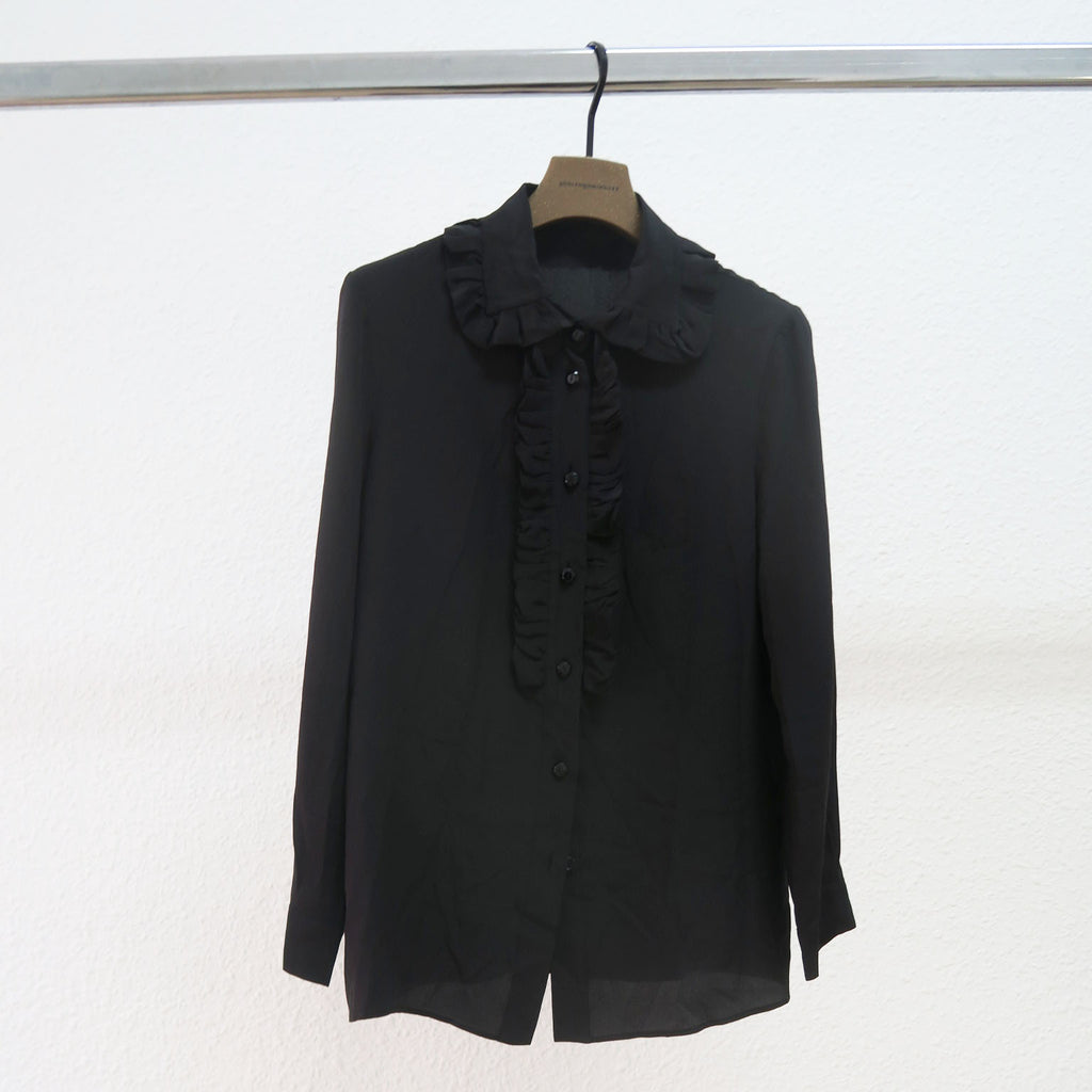miu miu  - Blusa negra con cuello ondulad