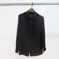 miu miu  - Blusa negra con cuello ondulad