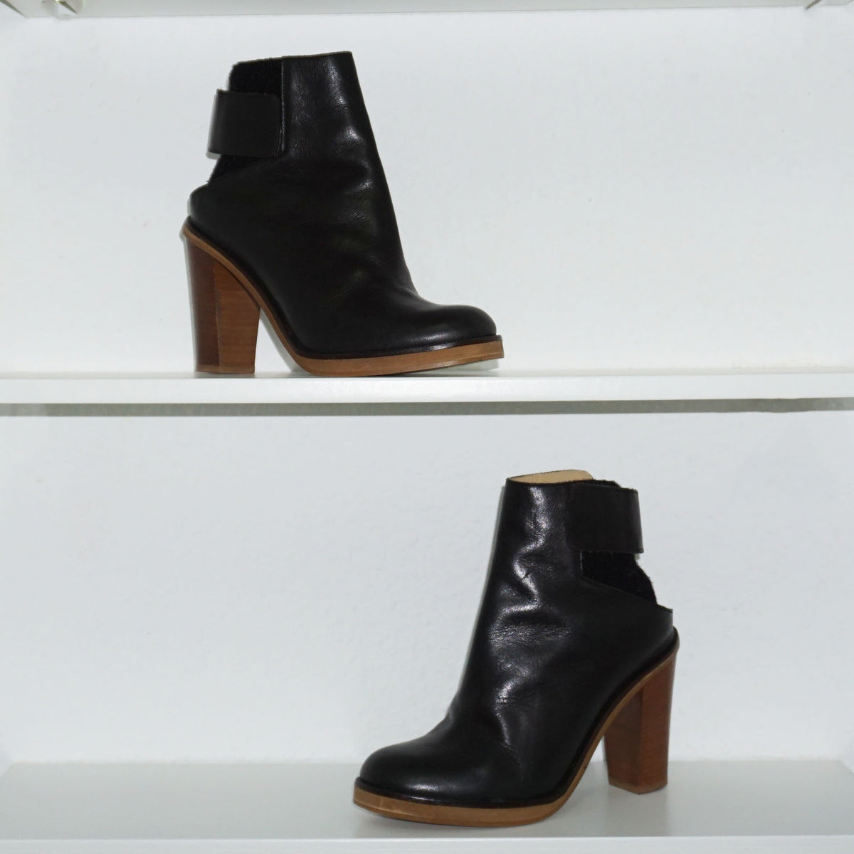 Maison Margiela -  Botin negro con tacon madera