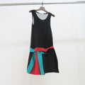 Balenciaga - Vestido tirantes negro, turquesa y rojo
