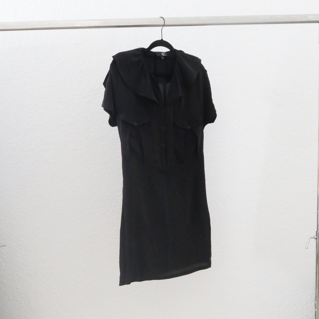 Just Cavalli - Vestido gasa negro manga corta