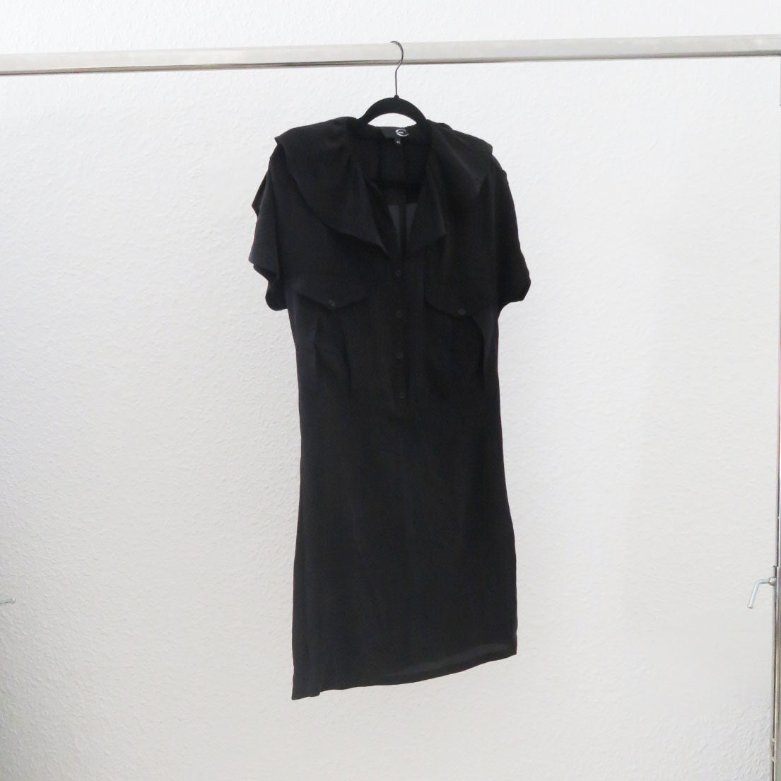 Just Cavalli - Vestido gasa negro manga corta