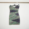 BCBG - Vestido verde palabra de honor flores