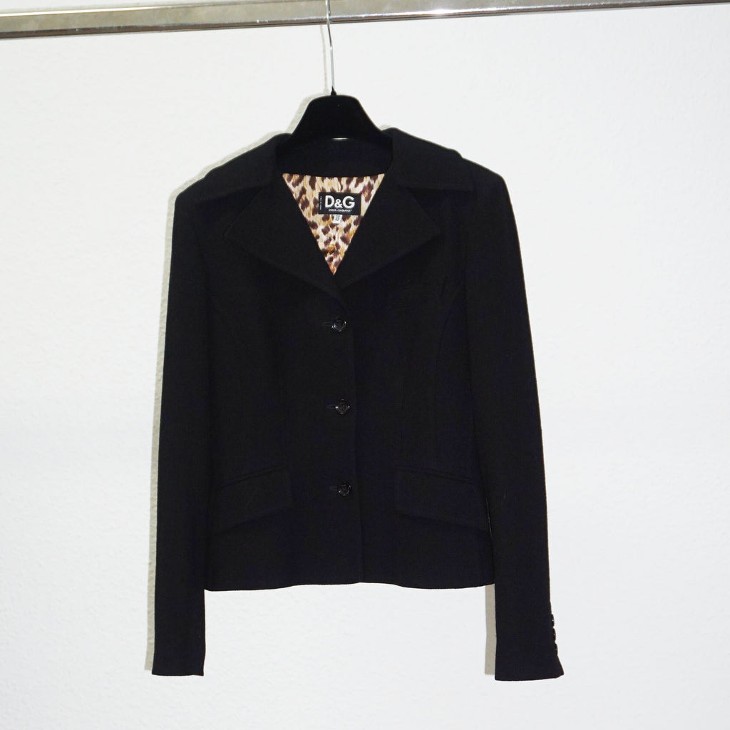 D&G - Traje chaqueta negra leopardo interior